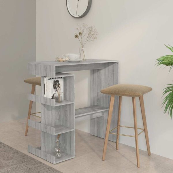 vidaXL Bar Table with Storage Rack Grey Sonoma 100x50x101.5 cm