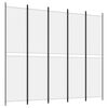 vidaXL 5-Panel Room Divider White 250x220 cm Fabric
