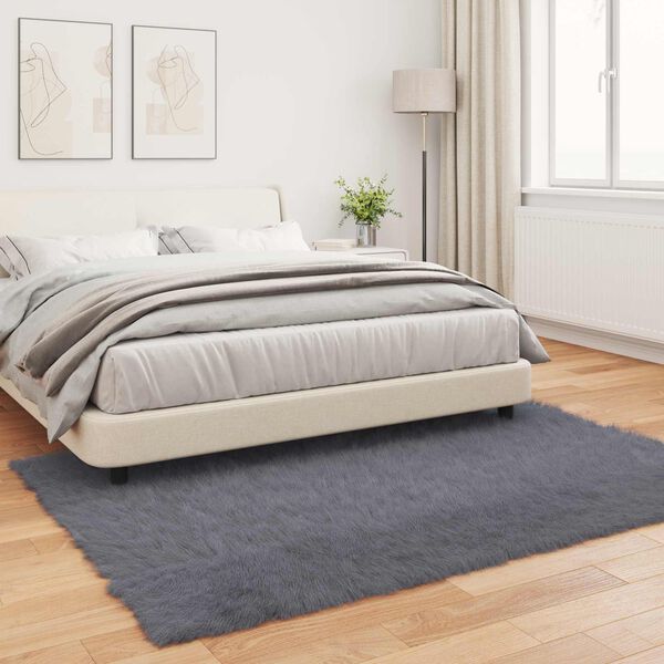 vidaXL Faux Sheepskin Rug Tafalla Anthracite 160 x 230 cm Polyester