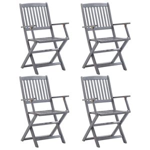 vidaXL Folding Outdoor Chairs 4 pcs Solid Acacia Wood