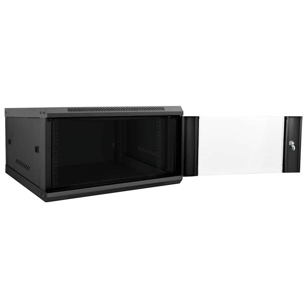 vidaXL Network Cabinet with Storage Black 60 x 60 x 35 cm Steel