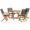 vidaXL 5 Piece Garden Dining Set Black Poly Rattan and Solid Wood