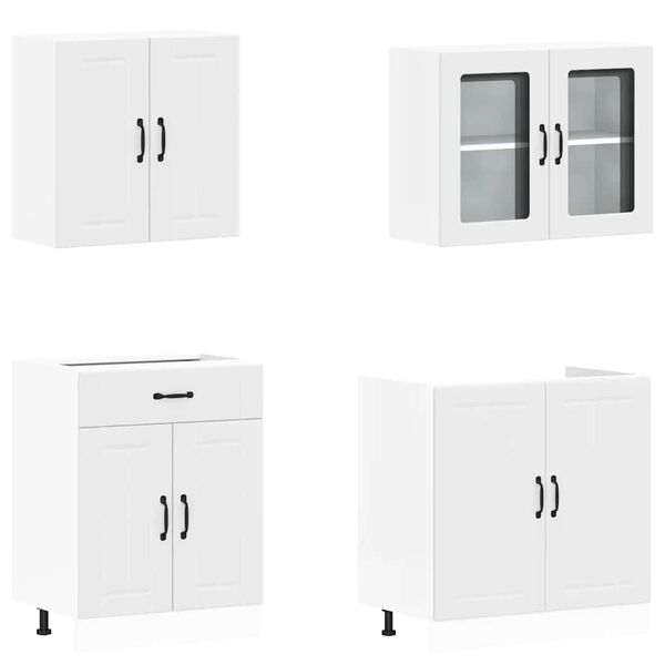 vidaXL 4 Piece Kitchen Cabinet Set Lucca White Engineered Wood