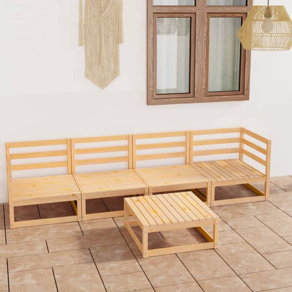 vidaXL 5 Piece Garden Lounge Set Solid Wood Pine