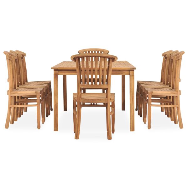vidaXL 9 Piece Garden Dining Set Solid Teak Wood