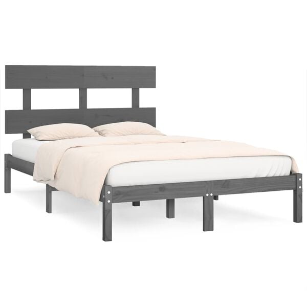 vidaXL Bed Frame without Mattress Grey 200x200 cm Solid Wood