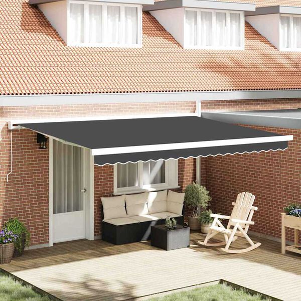 vidaXL Retractable Awning Anthracite 450 x 300 cm Fabric and Metal
