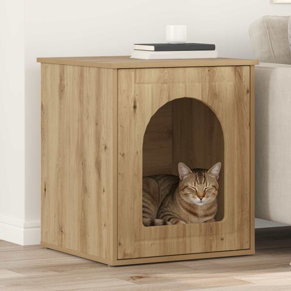 vidaXL Cat House Artisian Oak 53 x 52 x 62 cm Engineered Wood