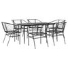 vidaXL 7 Piece Garden Dining Set Black Poly Rattan Glass
