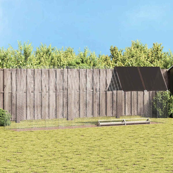 vidaXL Chicken Cage 2 pcs Silver 600 x 100 x 210 cm Galvanised Steel