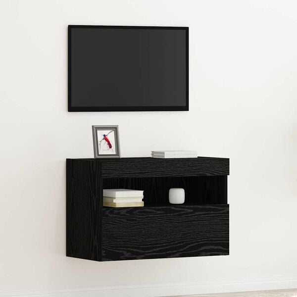 vidaXL TV Wall Cabinet Black oak 60 x 30 x 40 cm Engineered Wood