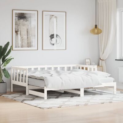 vidaXL Day Bed with Trundle White 90x200 cm Solid Wood Pine