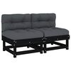 vidaXL Middle Sofas with Cushions 2 pcs Black Solid Wood Pine