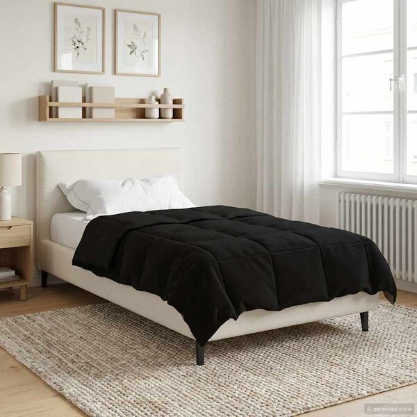 vidaXL Summer Duvet Quilted Black 155 x 200 cm Microfiber