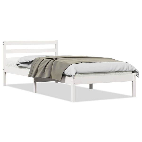 vidaXL Bed Frame White 225.5 x 85.5 x 69.5 cm Solid Pine Wood