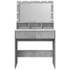 vidaXL Dressing Table with LED Concrete Grey 80x41x134.5 cm