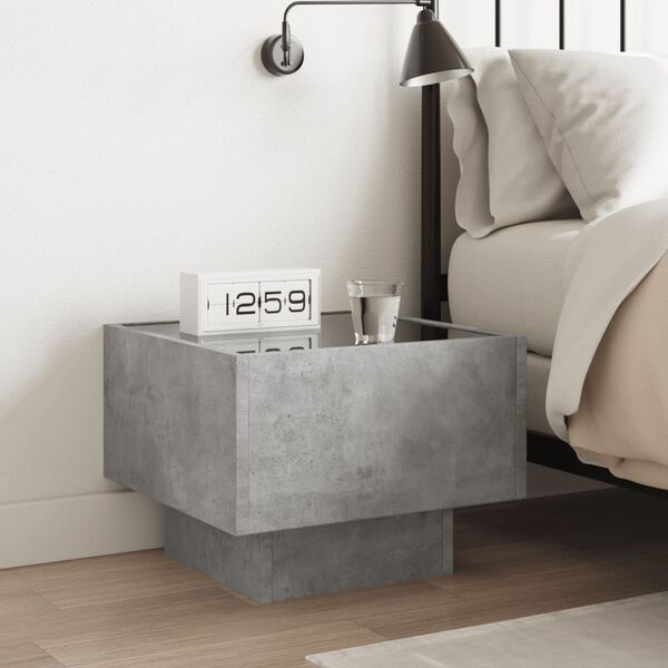 vidaXL Bedside Table with Infinity LED Concrete Grey 40x40x30 cm