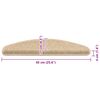 vidaXL Stair Mats 15 pcs 65x21x4 cm Light Beige Half Round Large