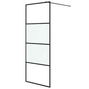 vidaXL Walk-in Shower Wall Black 80x195 cm Half Frosted ESG Glass