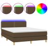 vidaXL Box Spring Bed with Mattress&LED Dark Brown 140x200cm Fabric