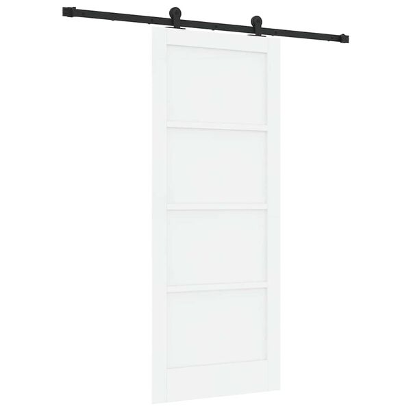 vidaXL Sliding Door White and Black 83 x 202 cm Solid Pine Wood