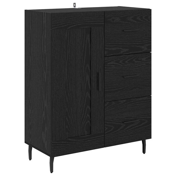 vidaXL Sideboard Black Oak 69.5 x 34 x 90 cm Engineered Wood and Iron