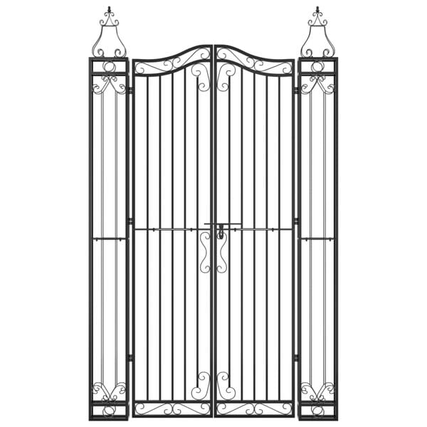 vidaXL Garden Gate Black 121x8x200 cm Wrought Iron