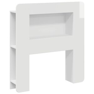 vidaXL Headboard Cabinet with Storage High Gloss White Engineered Wood
