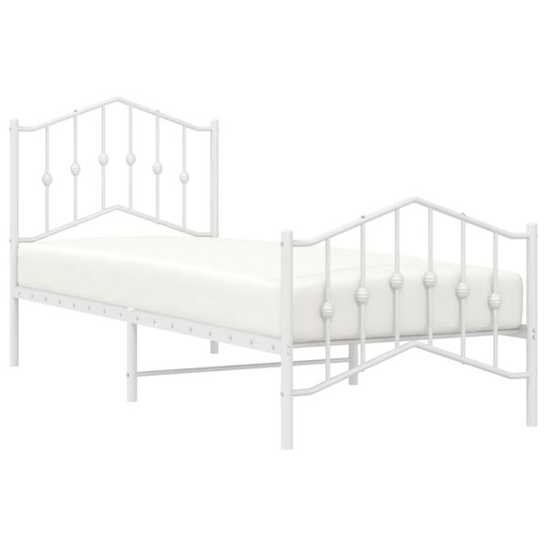vidaXL Metal Bed Frame without Mattress with Footboard&nbsp;White 80x200cm
