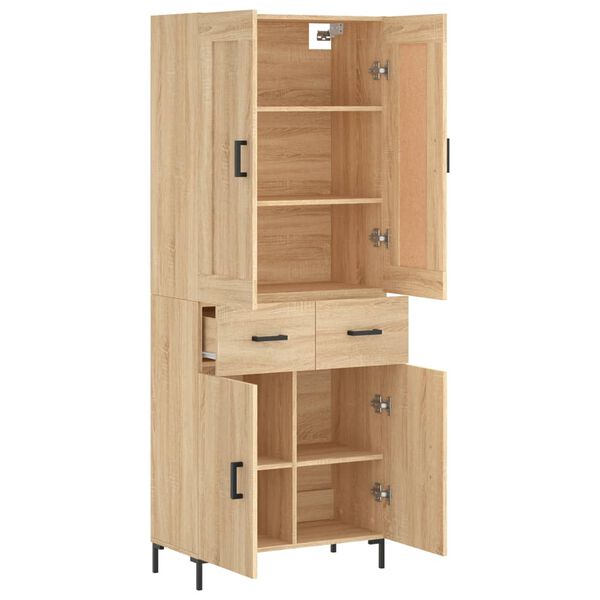 vidaXL Highboard Sonoma Oak 69.5x34x180 cm Engineered Wood