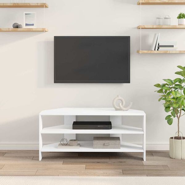 vidaXL Corner TV Cabinet White 102x40.5x45cm Engineered Wood