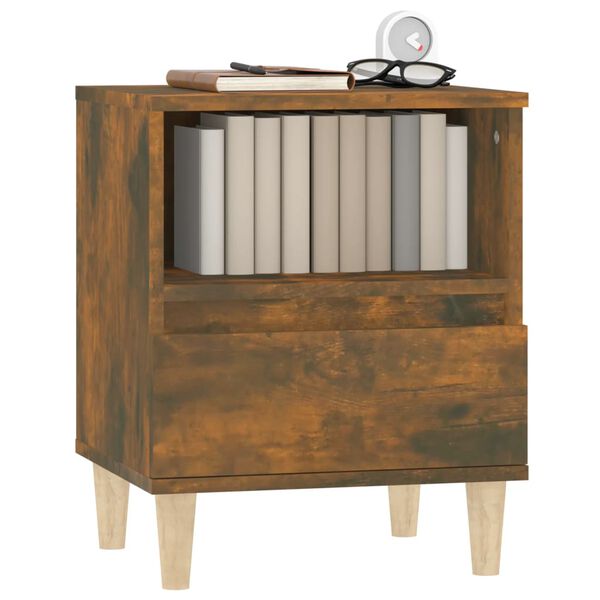 vidaXL Bedside Cabinet Smoked Oak 40x35x50 cm