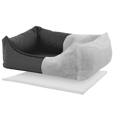 Madison Dog Bed Skai Check 80x67x22 cm Grey