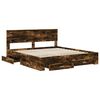 vidaXL Bed Frame with Drawer Smoked Oak 200 x 200 cm Engineered Wood