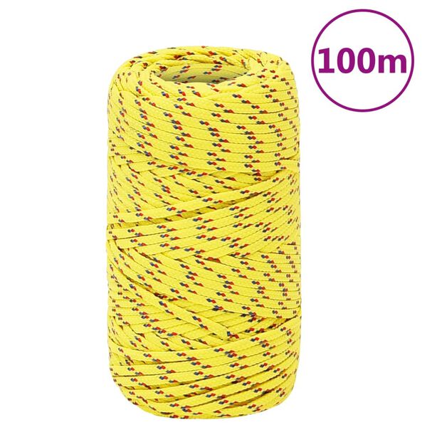vidaXL Boat Rope Yellow 2 mm 100 m Polypropylene