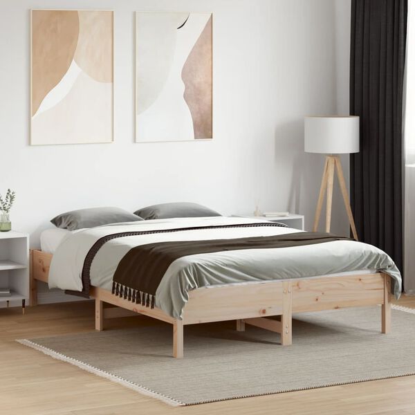 vidaXL Bed Frame without Mattress 120x190 cm Small Double Solid Wood Pine