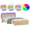 vidaXL Bed Frame with Headboard and LED Sonoma Oak 140x190 cm