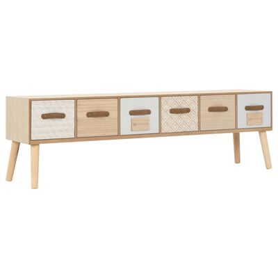 vidaXL TV Cabinet with 6 Drawers 130x30x40 cm Solid Pinewood