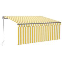 vidaXL Manual Retractable Awning with Blind&LED 3x2.5m Yellow&White