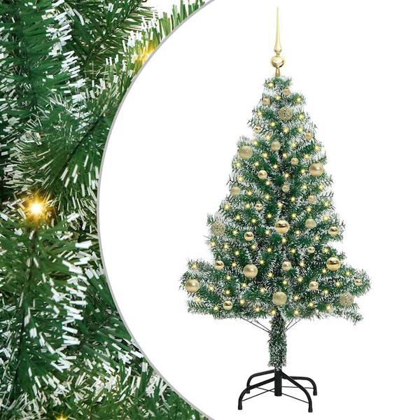 vidaXL Artificial Christmas Tree Snow Flocked with LED Light 150 cm