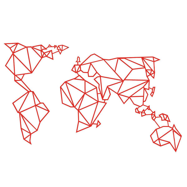 Homemania Wall Decoration World 100x58 cm Steel Red