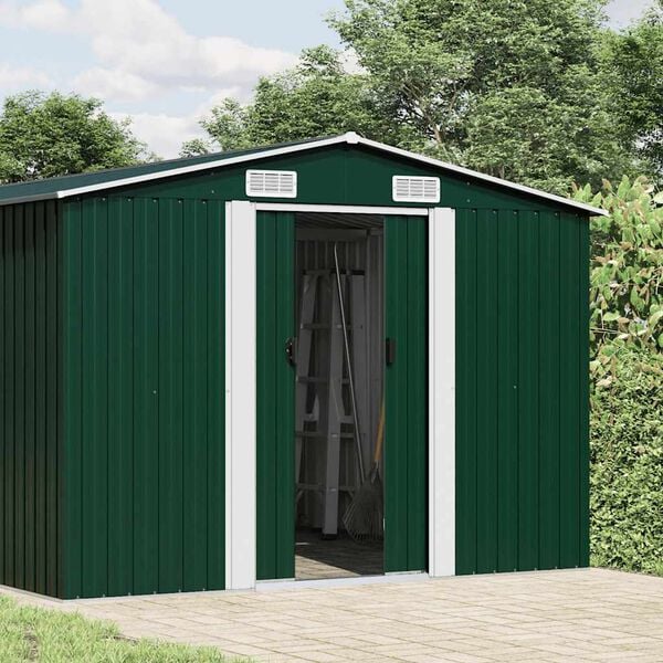 vidaXL Garden Shed Green 257x779x181 cm Galvanised steel