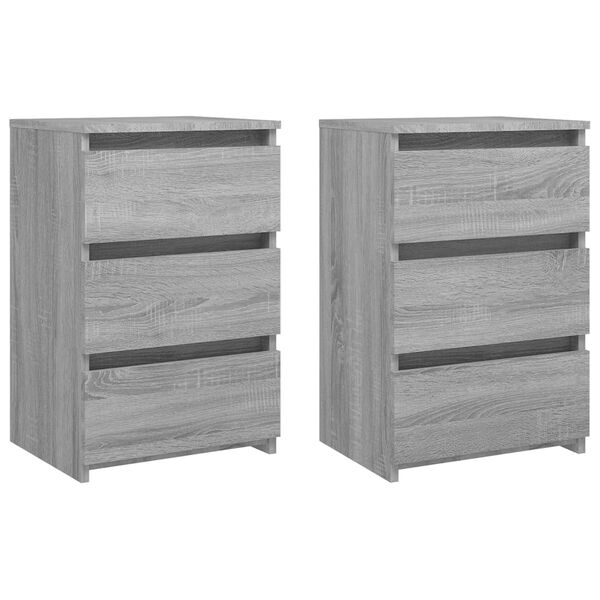 vidaXL Bed Cabinets 2 pcs Grey Sonoma 40x35x62.5 cm Engineered Wood