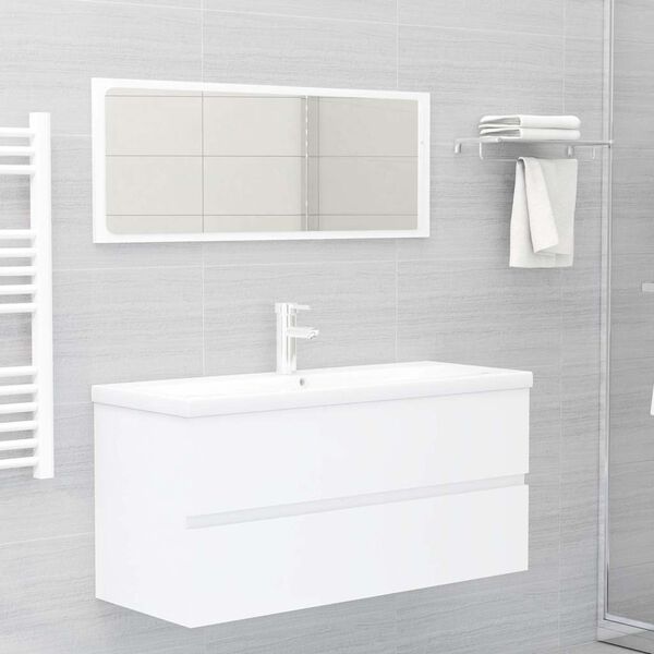 vidaXL 2 Piece Bathroom Furniture Set White Engineered Wood