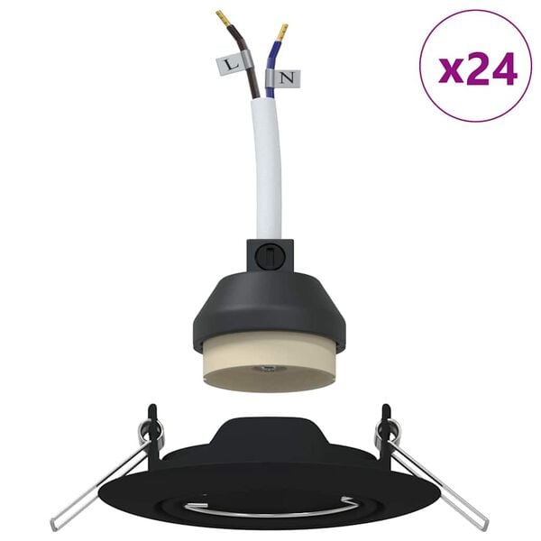 vidaXL Spotlight 24 pcs Black 9 x 9 x 2.5 cm Metal