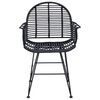 vidaXL Dining Chair 2 pcs Black 44 x 44 x 74 cm Rattan and Iron