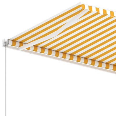 vidaXL Freestanding Manual Retractable Awning 600x350 cm Yellow/White
