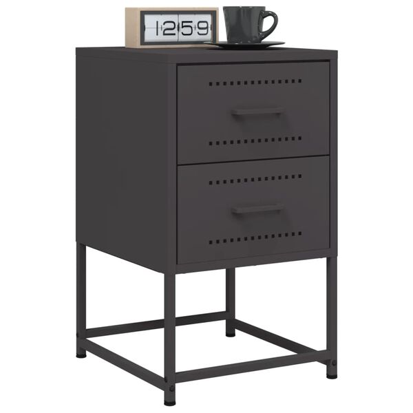 vidaXL Bedside Cabinets 2 pcs Black 36x39x60.5 cm Steel