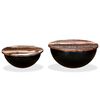 vidaXL Coffee Table Set 2 Pieces Solid Reclaimed Wood Black Bowl Shape