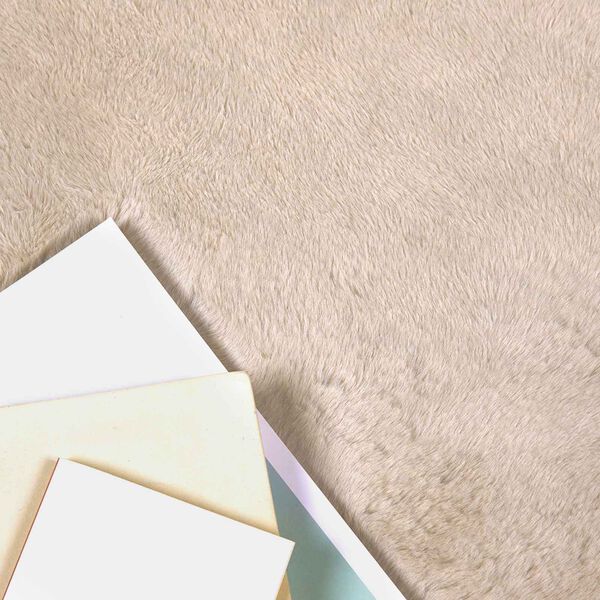 vidaXL Faux Rabbit Fur Rug Olite Taupe 240 x 240 cm Polyester